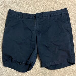Lands' End Blue High Waist Shorts Cotton Twill